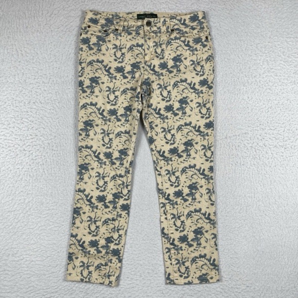 Lauren Ralph Lauren Jeans Womens 6p Petite Blue Cream Modern Straight Ankle